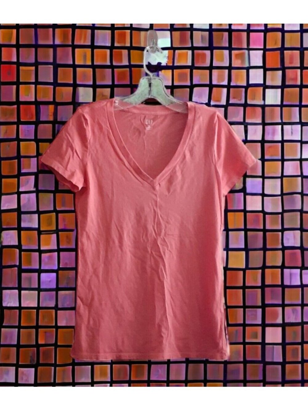 GAP Top Blouse V-Neck Short Sleeves Orange Vintage Wash 14 Fall Halloween
